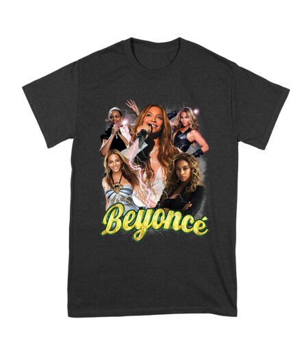 Multi-Image Singing Beyonce Graphic T-Shirt with Spark Effects Unisex Youth – Viva Party