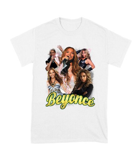 Multi-Image Singing Beyonce Graphic T-Shirt with Spark Effects Unisex Youth