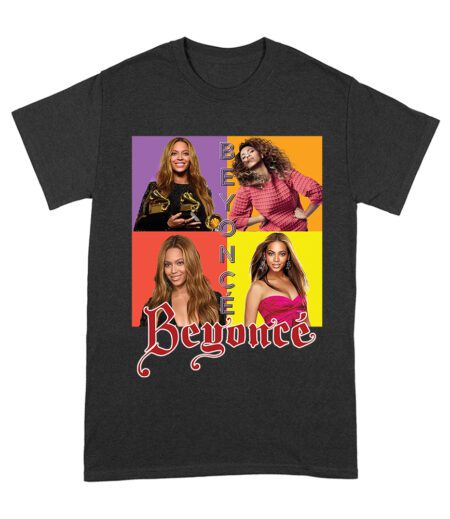 Color Block Beyonce Portrait T-Shirt with Artistic Text Design Unisex Adult – Viva Party