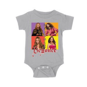 Color Block Beyonce Portrait T-Shirt with Artistic Text Design Unisex Baby Jersey