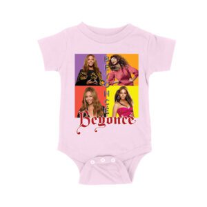 Color Block Beyonce Portrait T-Shirt with Artistic Text Design Unisex Baby Jersey