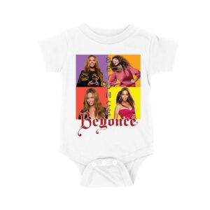 Color Block Beyonce Portrait T-Shirt with Artistic Text Design Unisex Baby Jersey