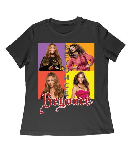 Color Block Beyonce Portrait T-Shirt with Artistic Text Design Women Relaxed – Viva Party