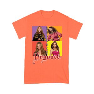 Color Block Beyonce Portrait T-Shirt with Artistic Text Design Unisex Youth