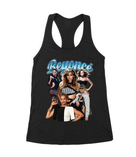 Blue Text Beyonce Graphic Tee with Elegant Fashion and Confidence Women's Racerback Tank Top – Viva Party