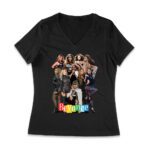 Powerful Group Pose Beyonce T-Shirt Featuring Fashion Looks and Attitude Women Jersey V-Neck – Viva Party