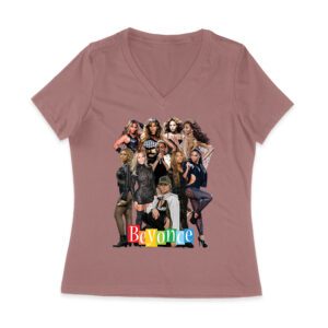 Powerful Group Pose Beyonce T-Shirt Featuring Fashion Looks and Attitude Women Jersey V-Neck