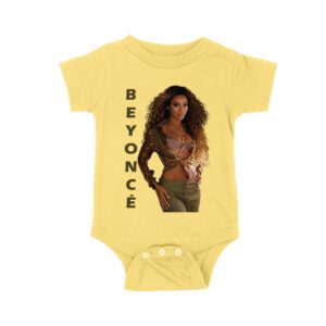 Golden Glam Beyonce Graphic T-Shirt with Vertical Bold Lettering Unisex Baby Jersey