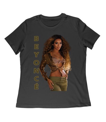 Golden Glam Beyonce Graphic T-Shirt with Vertical Bold Lettering Women Relaxed – Viva Party