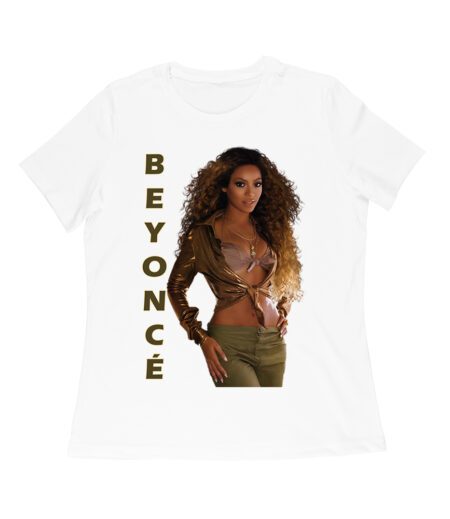Golden Glam Beyonce Graphic T-Shirt with Vertical Bold Lettering Women Relaxed