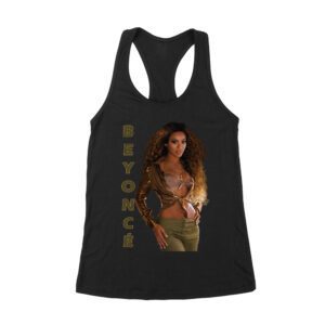 Golden Glam Beyonce Graphic T-Shirt with Vertical Bold Lettering Women's Racerback Tank Top – Viva Party