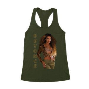Golden Glam Beyonce Graphic T-Shirt with Vertical Bold Lettering Women's Racerback Tank Top
