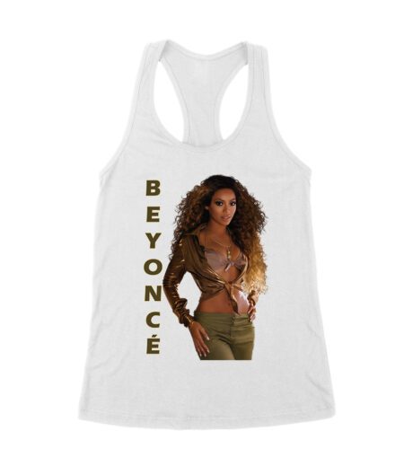 Golden Glam Beyonce Graphic T-Shirt with Vertical Bold Lettering Women's Racerback Tank Top