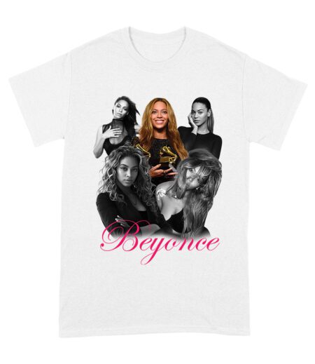 Black and White Beyonce Portrait T-Shirt with Touch of Color Contrast Unisex Adult