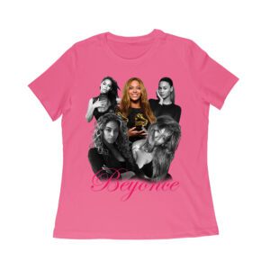 Black and White Beyonce Portrait T-Shirt with Touch of Color Contrast Women Relaxed