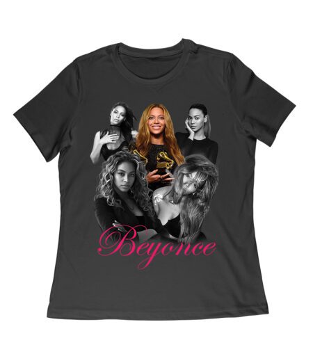 Black and White Beyonce Portrait T-Shirt with Touch of Color Contrast Women Relaxed – Viva Party