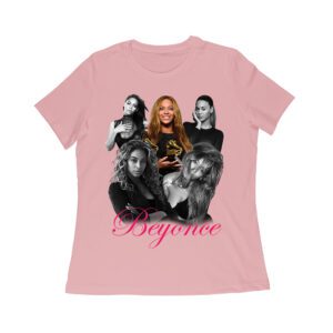Black and White Beyonce Portrait T-Shirt with Touch of Color Contrast Women Relaxed