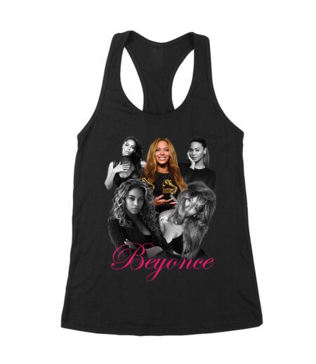 Black and White Beyonce Portrait T-Shirt with Touch of Color Contrast Women's Racerback Tank Top – Viva Party