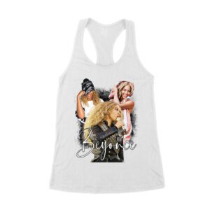 Beyonce Candid Moments Graphic Tee with Happy Expressions and Singing Style Women's Racerback Tank Top
