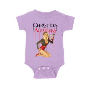 Retro Pin-Up Style Christina Aguilera T-Shirt with Red Microphone Pose Unisex Baby Jersey
