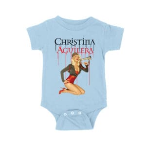 Retro Pin-Up Style Christina Aguilera T-Shirt with Red Microphone Pose Unisex Baby Jersey