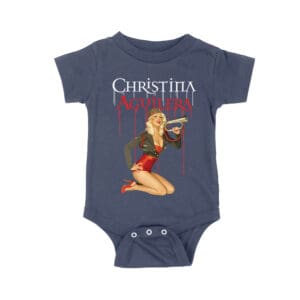 Retro Pin-Up Style Christina Aguilera T-Shirt with Red Microphone Pose Unisex Baby Jersey