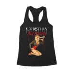 Retro Pin-Up Style Christina Aguilera T-Shirt with Red Microphone Pose Women's Racerback Tank Top – Viva Party