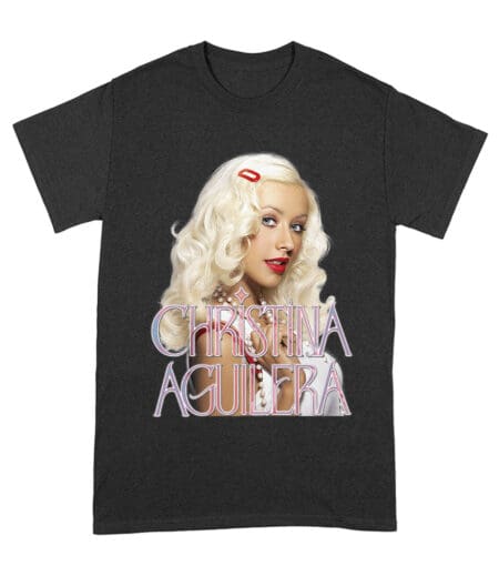 Classic Christina Aguilera Blonde Look T-Shirt with Soft Pink Logo Unisex Adult – Viva Party