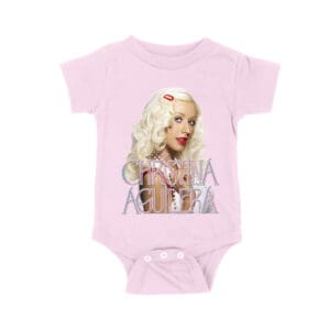 Classic Christina Aguilera Blonde Look T-Shirt with Soft Pink Logo Unisex Baby Jersey