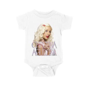 Classic Christina Aguilera Blonde Look T-Shirt with Soft Pink Logo Unisex Baby Jersey