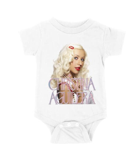 Classic Christina Aguilera Blonde Look T-Shirt with Soft Pink Logo Unisex Baby Jersey