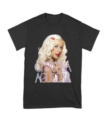 Classic Christina Aguilera Blonde Look T-Shirt with Soft Pink Logo Unisex Youth – Viva Party