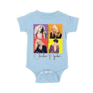 Pop Art Style Christina Aguilera T-Shirt with Four Retro Portrait Blocks Unisex Baby Jersey