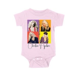 Pop Art Style Christina Aguilera T-Shirt with Four Retro Portrait Blocks Unisex Baby Jersey