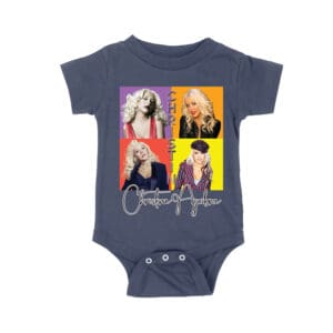 Pop Art Style Christina Aguilera T-Shirt with Four Retro Portrait Blocks Unisex Baby Jersey