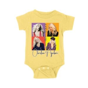 Pop Art Style Christina Aguilera T-Shirt with Four Retro Portrait Blocks Unisex Baby Jersey