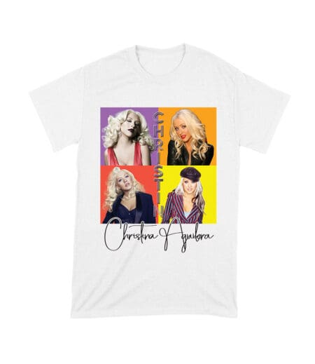Pop Art Style Christina Aguilera T-Shirt with Four Retro Portrait Blocks Unisex Toddler