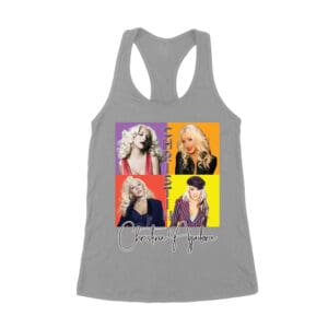 Pop Art Style Christina Aguilera T-Shirt with Four Retro Portrait Blocks Women's Racerback Tank Top