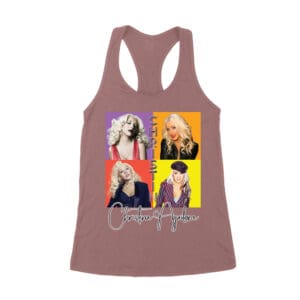 Pop Art Style Christina Aguilera T-Shirt with Four Retro Portrait Blocks Women's Racerback Tank Top