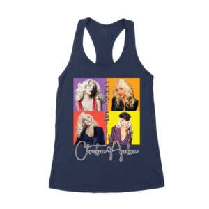 Pop Art Style Christina Aguilera T-Shirt with Four Retro Portrait Blocks Women's Racerback Tank Top