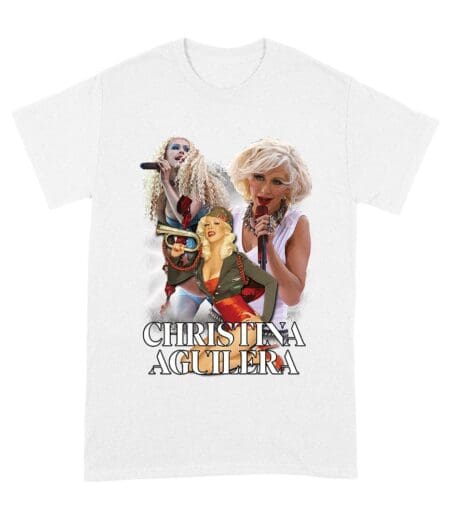 Stage Performance Christina Aguilera T-Shirt with Bold Singing Moments Unisex Adult