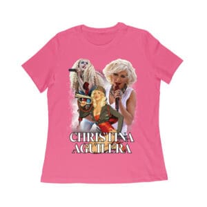 Stage Performance Christina Aguilera T-Shirt with Bold Singing Moments Women Relaxed
