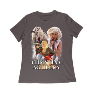 Stage Performance Christina Aguilera T-Shirt with Bold Singing Moments Women Relaxed