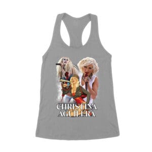 Stage Performance Christina Aguilera T-Shirt with Bold Singing Moments Women's Racerback Tank Top