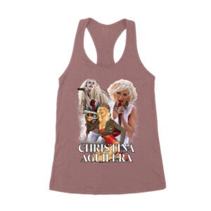 Stage Performance Christina Aguilera T-Shirt with Bold Singing Moments Women's Racerback Tank Top