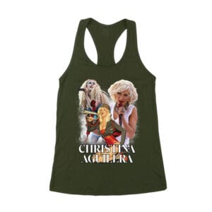 Stage Performance Christina Aguilera T-Shirt with Bold Singing Moments Women's Racerback Tank Top