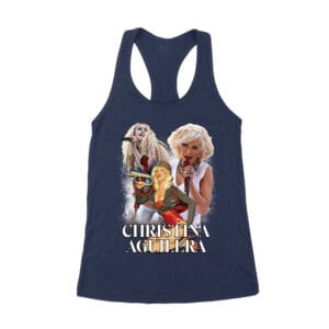 Stage Performance Christina Aguilera T-Shirt with Bold Singing Moments Women's Racerback Tank Top