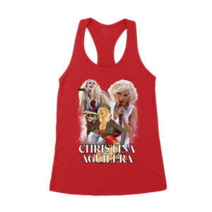 Stage Performance Christina Aguilera T-Shirt with Bold Singing Moments Women's Racerback Tank Top