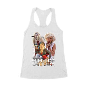 Stage Performance Christina Aguilera T-Shirt with Bold Singing Moments Women's Racerback Tank Top