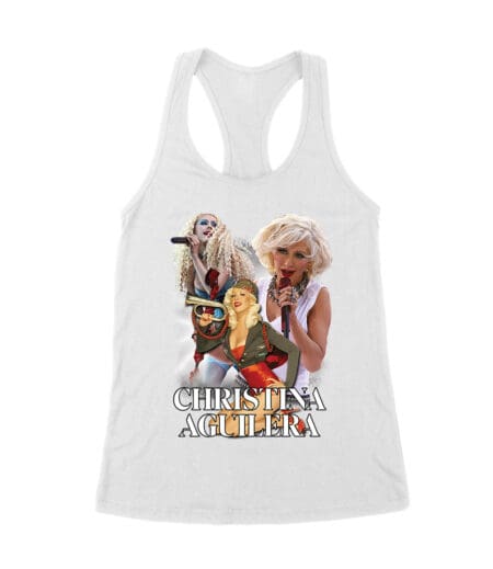 Stage Performance Christina Aguilera T-Shirt with Bold Singing Moments Women's Racerback Tank Top
